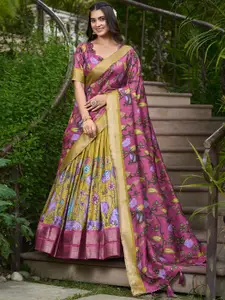 LOOKNBOOK ART Kalamkari Printed Semi-Stitched Lehenga & Unstitched Blouse With Dupatta