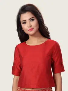 Studio Shringaar Cotton Boat Neck Short Sleeve Saree Blouse