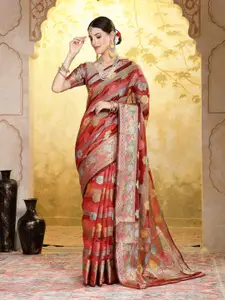 Stylum Woven Design Zari Organza Banarasi Saree
