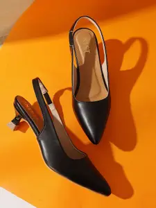 GNIST Pointed Toe Kitten Slingback Heeled Pumps