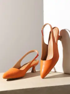 GNIST Pointed Toe Kitten Slingback Heeled Pumps