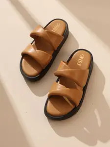 GNIST Round Toe Open Back Platform Heels