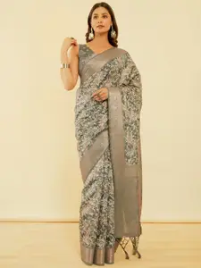 Soch Ethnic Motifs Printed Zari Chanderi Saree
