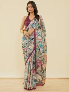 Soch Floral Pure Crepe Saree
