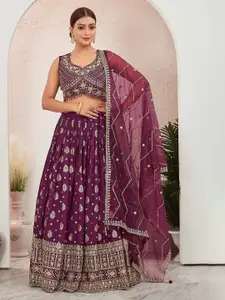 CHANSI Embroidered Ready To Wear Lehenga & Blouse With Dupatta