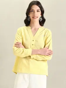 U.S. Polo Assn. Women Mandarin Collar Cuffed Sleeves Top