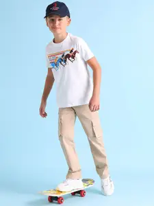 U.S. Polo Assn. Kids Boys Classic Mid-Rise Cotton Cargos Trousers