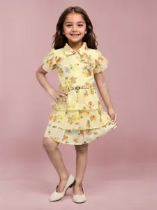 Toonyport Floral Print Chiffon Shirt Dress