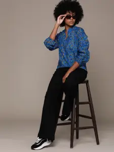 Roadster Animal Printed Mandarin Collar Casual Shirt