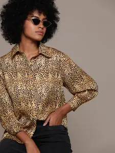 The Roadster Life Co. Animal Printed Satin Casual Shirt