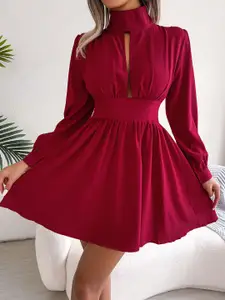 all about you Puff Sleeve Fit & Flare Mini Dress