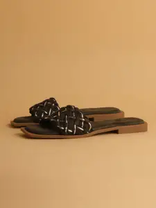 ERIDANI Textured Open Toe Flats