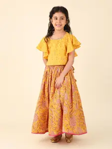 Fabindia Girls Printed Ready to Wear  Lehenga & Blouse