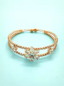 FEMMIBELLA Rose Gold-Plated Cubic Zirconia Bangle-Style Bracelet