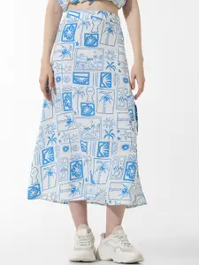ONLY Graphic Printed A-Line Midi Skirt