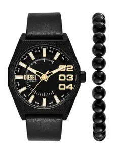 DIESEL Scraper Men Dial & Leather Straps Analogue Watch DZ2210SET