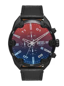 DIESEL Men Printed Dial & Leather Straps Analogue Watch DZ4667