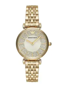 Emporio Armani Women Embellished Dial & Stainless Steel Analogue Watch AR11608
