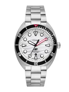 Fossil Men Patterned Dial & Stainless Steel Bracelet Style Straps Analogue Watch FS6063