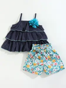 CrayonFlakes Girls Printed Top With Shorts