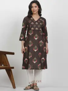 W Women Floral Printed V-Neck Kurta