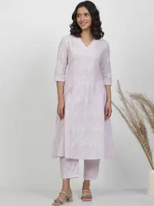 W Women Ethnic Motifs Embroidered Thread Work Cotton A-Line Kurta