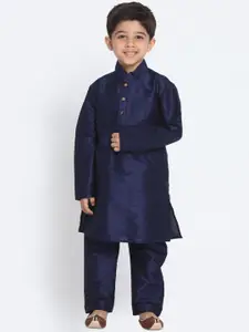 VASTRAMAY Boys Mandarin Collar Straight Kurta with Pyjama Set