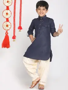 VASTRAMAY Boys Long Sleeves Kurta with Patiala