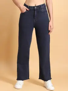 LIVE OK Women Boyfriend Fit High-Rise Clean Look Stretchable Jeans