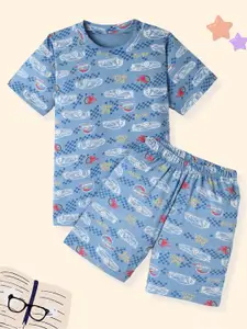 FUNKRAFTS Boys Printed Top With Shorts