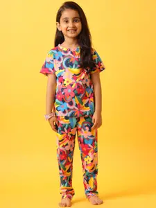 Anthrilo Girls Floral Printed Night suit