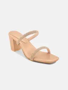 ALL TABS OPEN Embellished PU Party Block Sandals