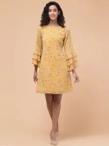 BAESD Floral Print Long Bell Sleeve A-Line Dress