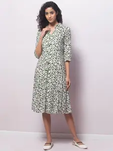 BAESD Floral Print V-Neck A-Line Midi Dress