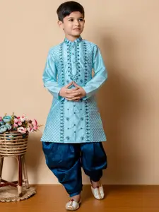 BAESD Boys Embroidered Regular Thread Work Dupion Silk Kurta & Patiala