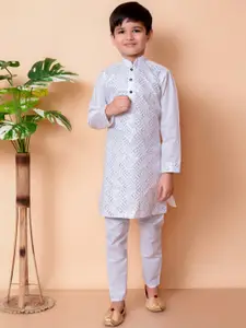 BAESD Boys Embroidered Regular Sequinned Kurta with Pyjamas