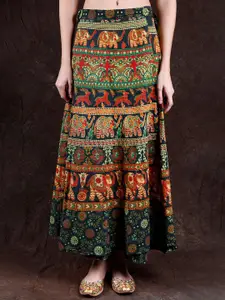 Exotic India  Printed A-Line Midi Skirts