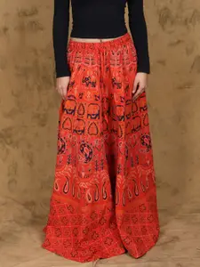 Exotic India Printed A-Line Maxi Skirts