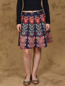 Exotic India Printed Pure Cotton Wrap Knee Length Skirts