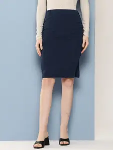 Chemistry Side Slit Ruched Pencil Formal Skirt