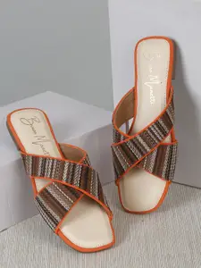 Bruno Manetti Textured Open Toe Flats