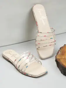 Bruno Manetti Striped Open Toe Flats