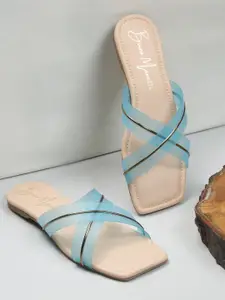 Bruno Manetti Striped Open Toe Flats