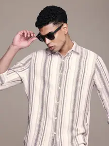 WROGN Pure Cotton Slim Fit Striped Casual Shirt