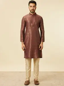 Manyavar Geometric Woven Design Kurta with Pyjamas