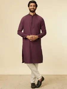 Manyavar Mandarin Collar Straight Kurta with Pyjamas