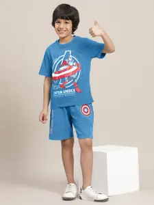 Kids Ville Boys Captain America Printed T-Shirt With Shorts
