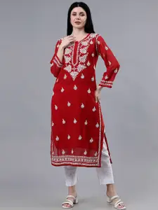 Seva Chikan Ethnic Motifs Embroidered Georgette Lucknowi Chikankari Kurta