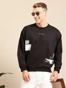 Mast & Harbour Men Printed Drop-Shoulder Sleeve Sweatshirt