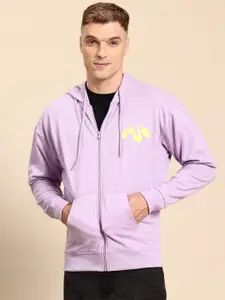 Mast & Harbour Printed Hooded Front-Open Sweatshirt